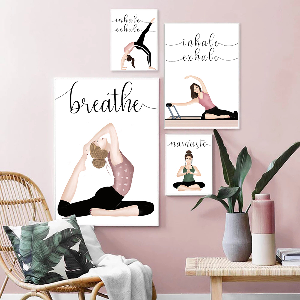 Yoga Fitness Quotes - Вдох выдох цитата йога плакат холст